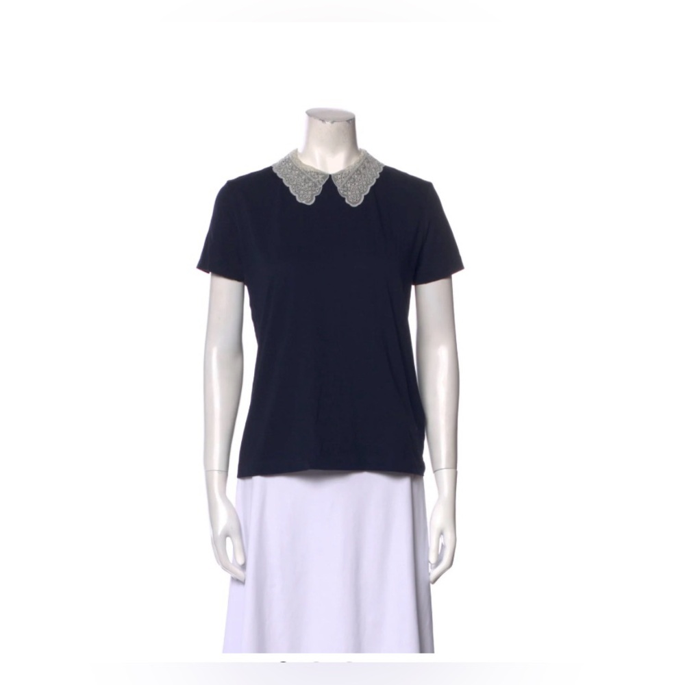 Sandro Lace Peter Pan Collar Polo Shirt size 1 small